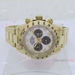 Copy Rolex Daytona Yellow Gold Watch White Face Black sub-dial